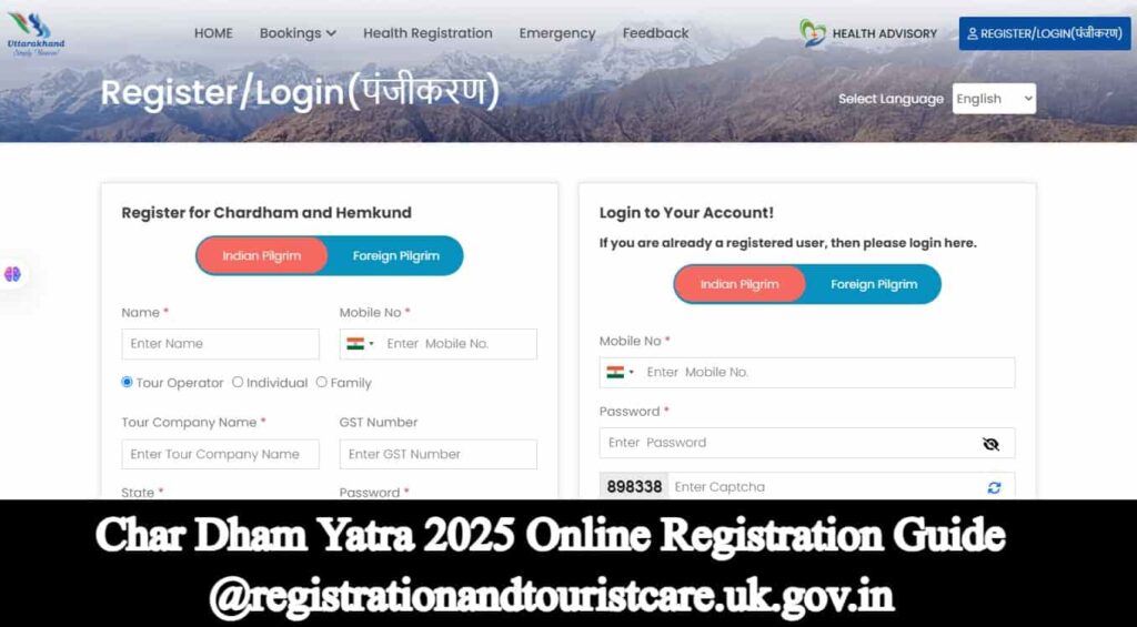 Char Dham Yatra 2025 Online Registration Guide @registrationandtouristcare.uk.gov.in